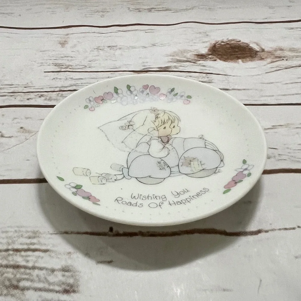 Precious Moments Mini Plate White‎ Wishing You Roads Of Happiness 1989 OS
